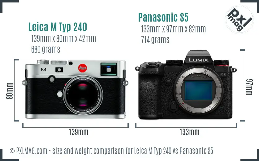 Leica M Typ 240 vs Panasonic S5 size comparison
