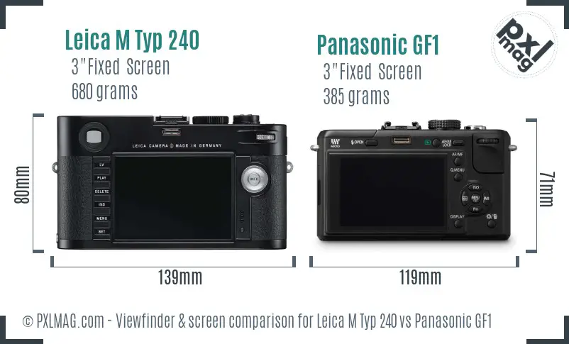 Leica M Typ 240 vs Panasonic GF1 Screen and Viewfinder comparison