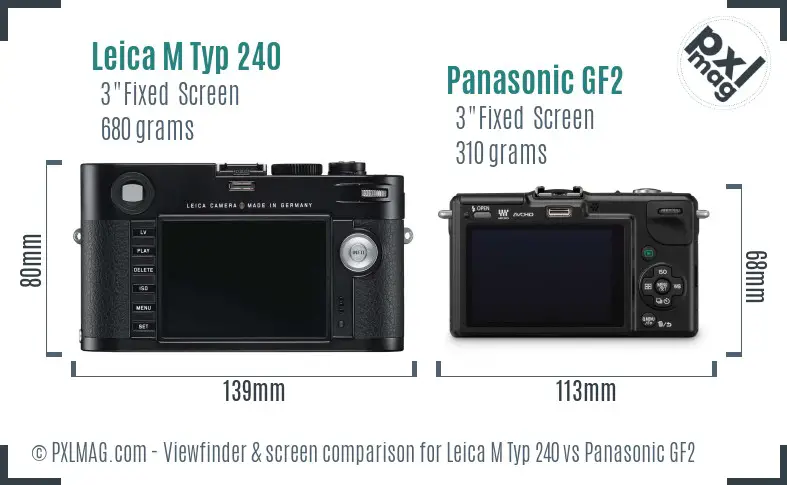 Leica M Typ 240 vs Panasonic GF2 Screen and Viewfinder comparison