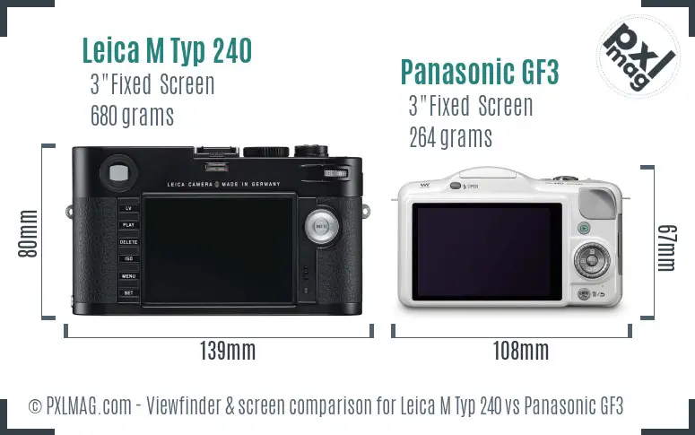 Leica M Typ 240 vs Panasonic GF3 Screen and Viewfinder comparison