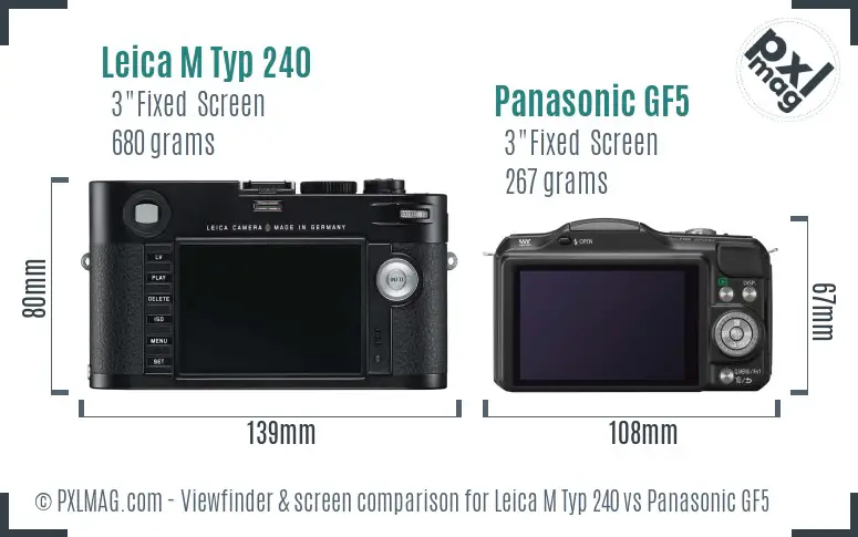 Leica M Typ 240 vs Panasonic GF5 Screen and Viewfinder comparison