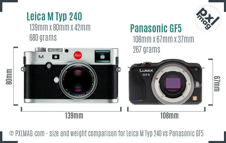 Leica M Typ 240 vs Panasonic GF5 size comparison