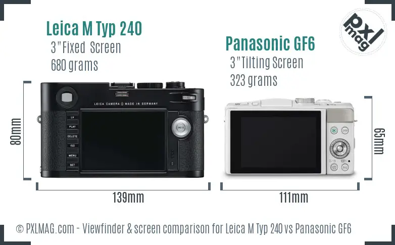 Leica M Typ 240 vs Panasonic GF6 Screen and Viewfinder comparison