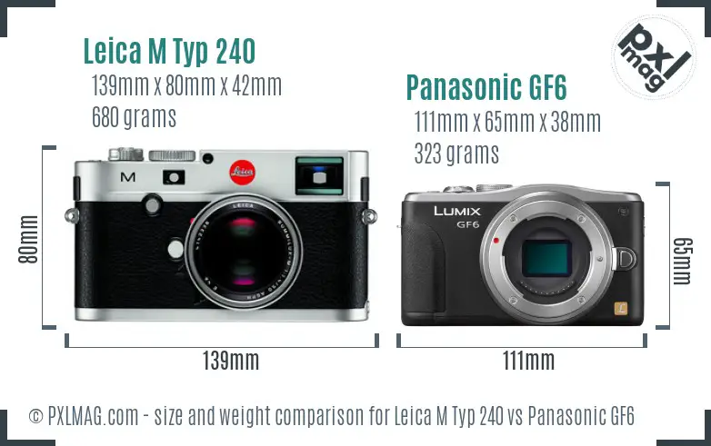 Leica M Typ 240 vs Panasonic GF6 size comparison