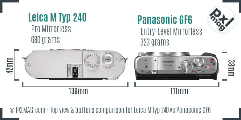 Leica M Typ 240 vs Panasonic GF6 top view buttons comparison