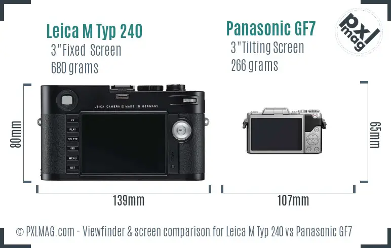 Leica M Typ 240 vs Panasonic GF7 Screen and Viewfinder comparison