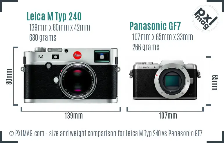 Leica M Typ 240 vs Panasonic GF7 size comparison