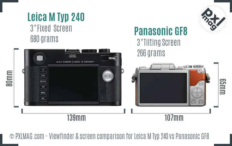 Leica M Typ 240 vs Panasonic GF8 Screen and Viewfinder comparison