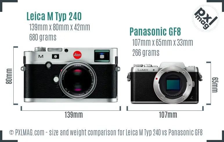 Leica M Typ 240 vs Panasonic GF8 size comparison