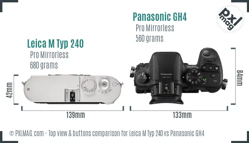 Leica M Typ 240 vs Panasonic GH4 top view buttons comparison