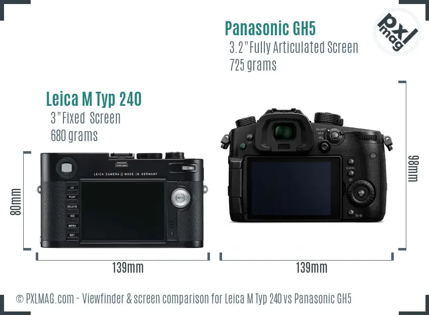 Leica M Typ 240 vs Panasonic GH5 Screen and Viewfinder comparison