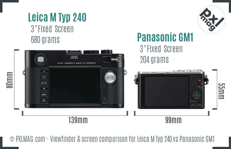 Leica M Typ 240 vs Panasonic GM1 Screen and Viewfinder comparison