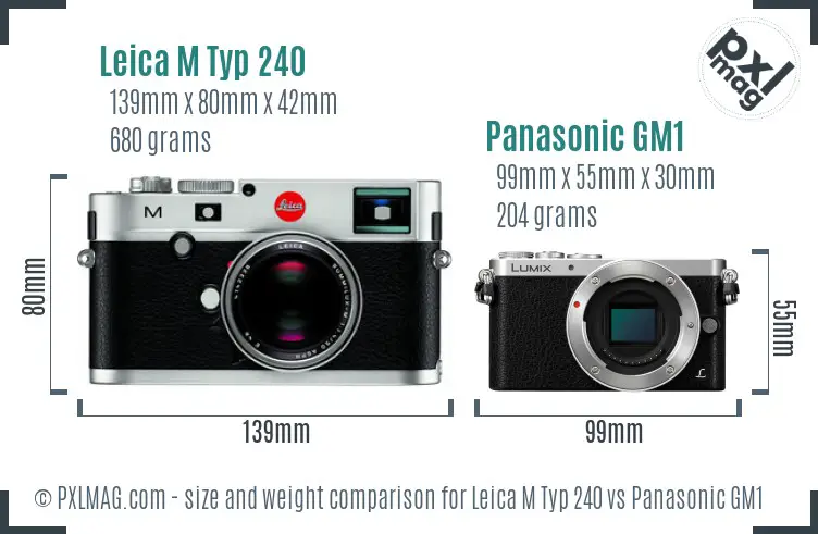 Leica M Typ 240 vs Panasonic GM1 size comparison