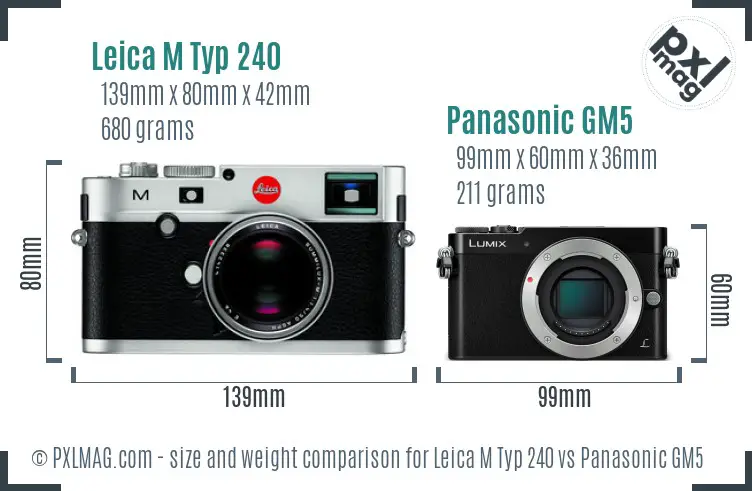 Leica M Typ 240 vs Panasonic GM5 size comparison