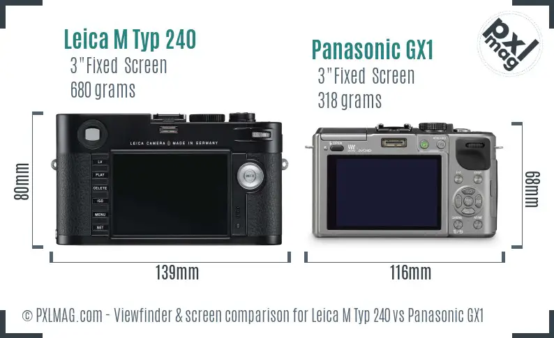 Leica M Typ 240 vs Panasonic GX1 Screen and Viewfinder comparison