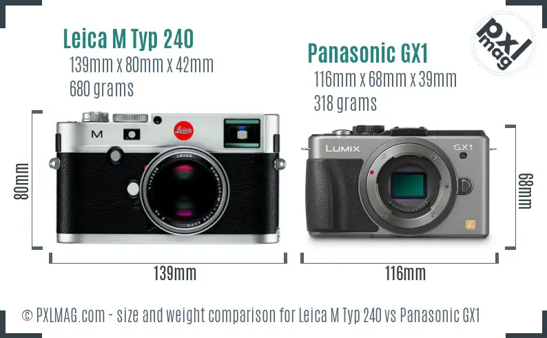 Leica M Typ 240 vs Panasonic GX1 size comparison
