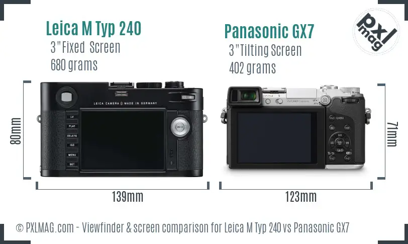 Leica M Typ 240 vs Panasonic GX7 Screen and Viewfinder comparison Leica M Typ 240 vs Panasonic GX7 Screen and Viewfinder comparison