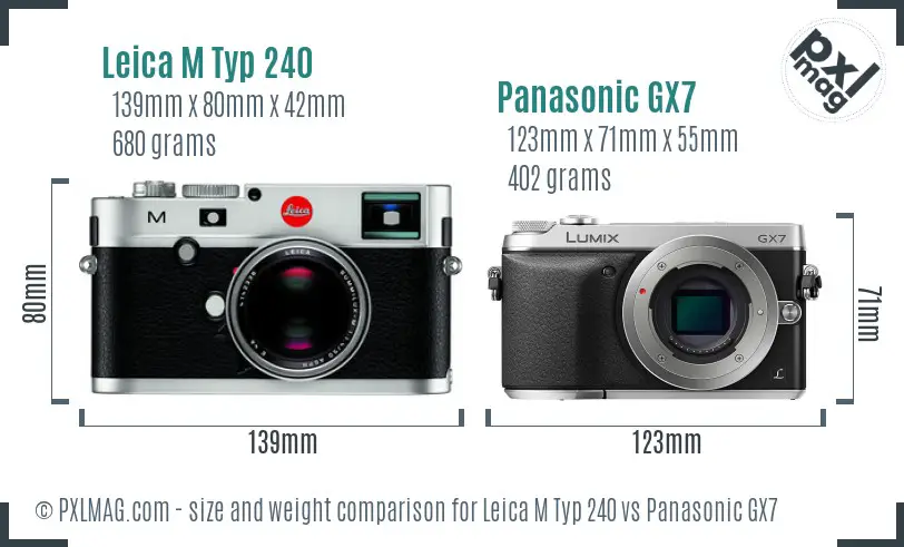 Leica M Typ 240 vs Panasonic GX7 size comparison Leica M Typ 240 vs Panasonic GX7 size comparison