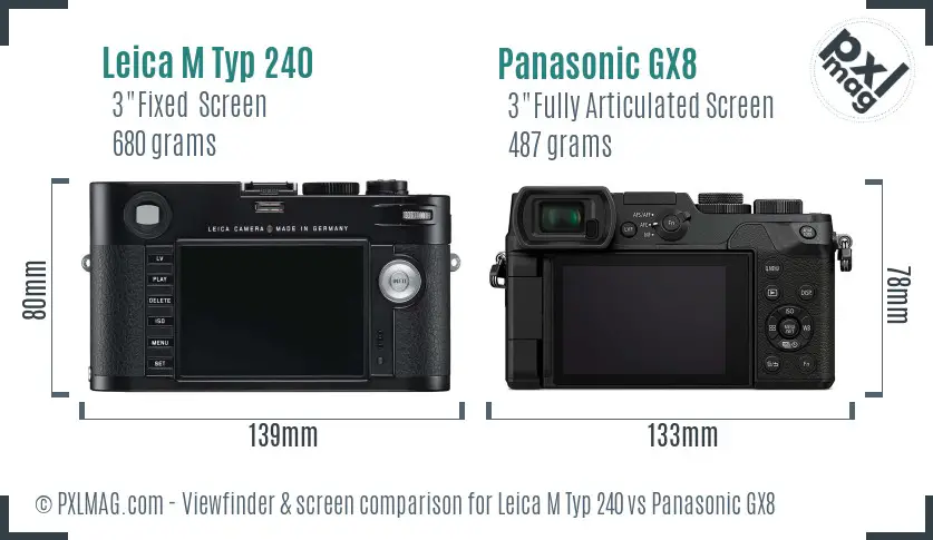 Leica M Typ 240 vs Panasonic GX8 Screen and Viewfinder comparison Leica M Typ 240 vs Panasonic GX8 Screen and Viewfinder comparison