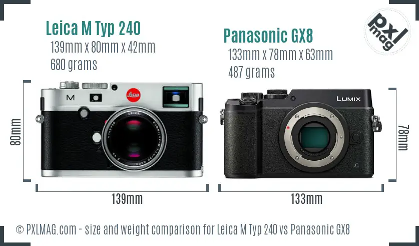 Leica M Typ 240 vs Panasonic GX8 size comparison Leica M Typ 240 vs Panasonic GX8 size comparison