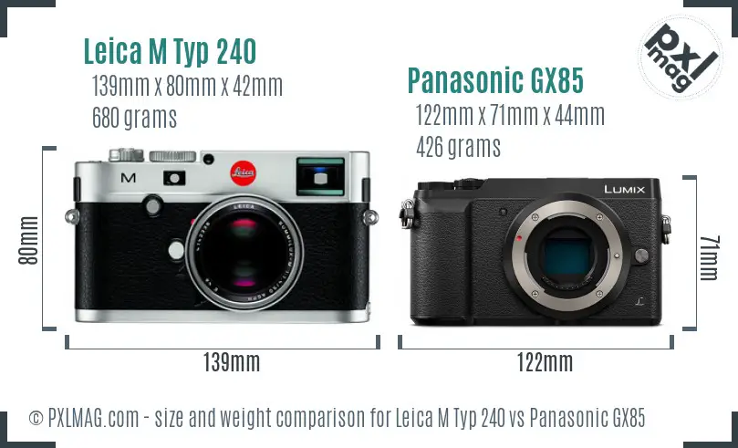 Leica M Typ 240 vs Panasonic GX85 size comparison
