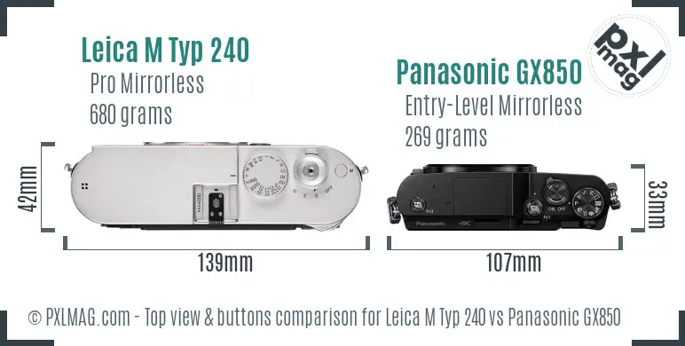 Leica M Typ 240 vs Panasonic GX850 top view buttons comparison