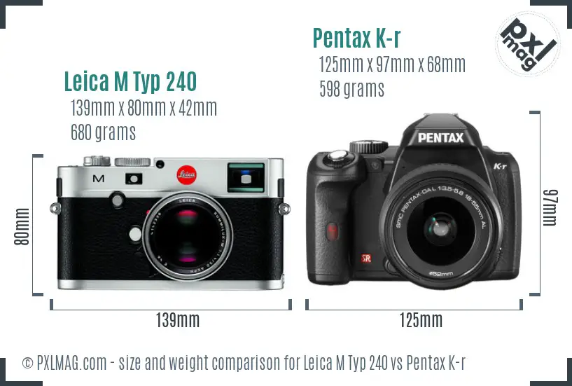Leica M Typ 240 vs Pentax K-r size comparison