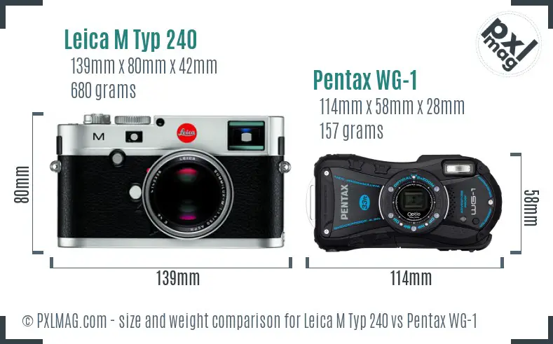 Leica M Typ 240 vs Pentax WG-1 size comparison