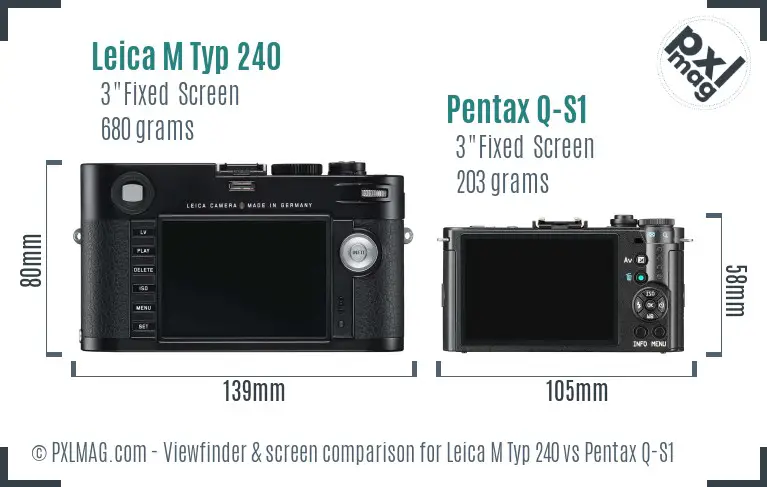 Leica M Typ 240 vs Pentax Q-S1 Screen and Viewfinder comparison Leica M Typ 240 vs Pentax Q-S1 Screen and Viewfinder comparison