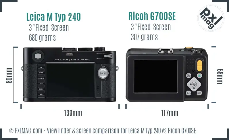 Leica M Typ 240 vs Ricoh G700SE Screen and Viewfinder comparison Leica M Typ 240 vs Ricoh G700SE Screen and Viewfinder comparison