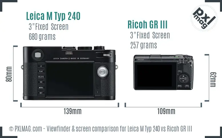Leica M Typ 240 vs Ricoh GR III Screen and Viewfinder comparison Leica M Typ 240 vs Ricoh GR III Screen and Viewfinder comparison
