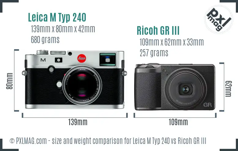 Leica M Typ 240 vs Ricoh GR III size comparison Leica M Typ 240 vs Ricoh GR III size comparison