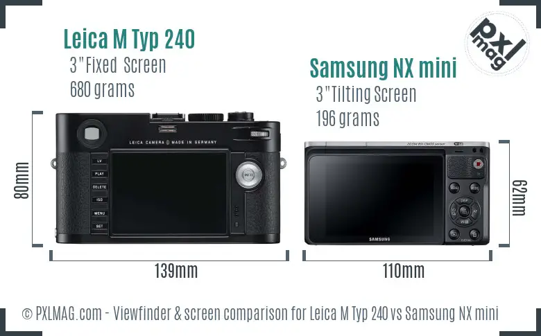 Leica M Typ 240 vs Samsung NX mini Screen and Viewfinder comparison Leica M Typ 240 vs Samsung NX mini Screen and Viewfinder comparison