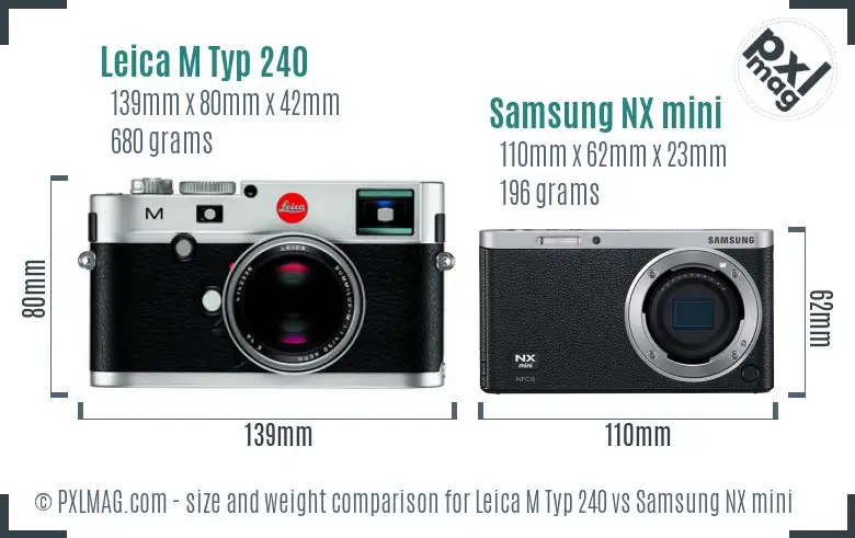 Leica M Typ 240 vs Samsung NX mini size comparison Leica M Typ 240 vs Samsung NX mini size comparison