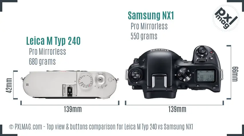 Leica M Typ 240 vs Samsung NX1 top view buttons comparison