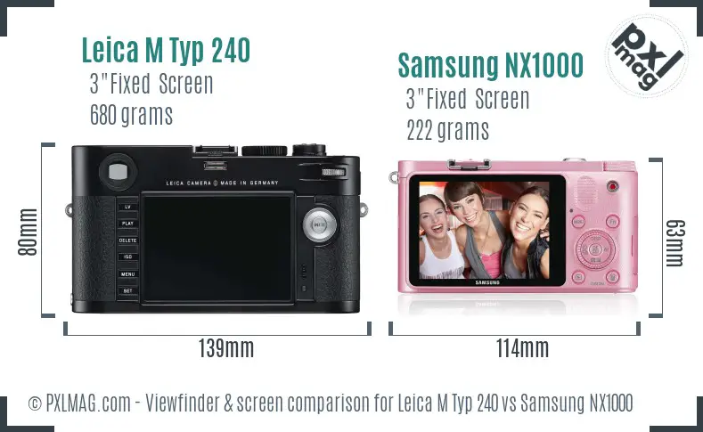 Leica M Typ 240 vs Samsung NX1000 Screen and Viewfinder comparison