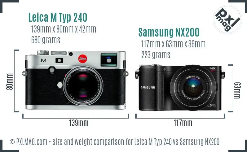 Leica M Typ 240 vs Samsung NX200 size comparison