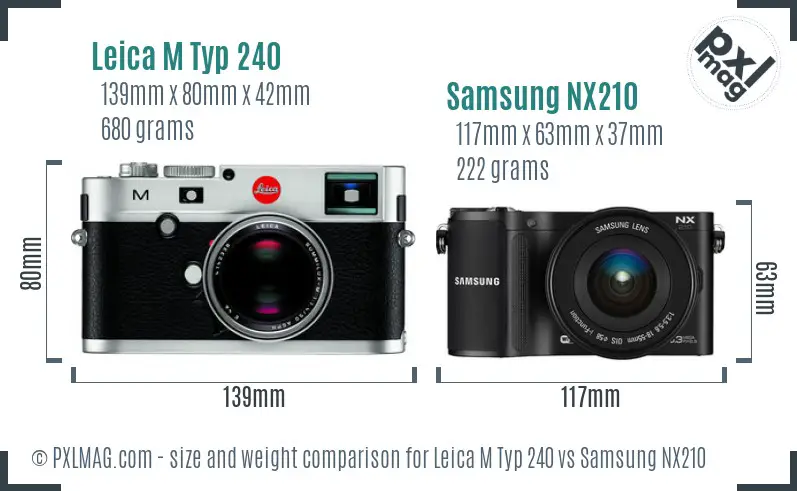 Leica M Typ 240 vs Samsung NX210 size comparison