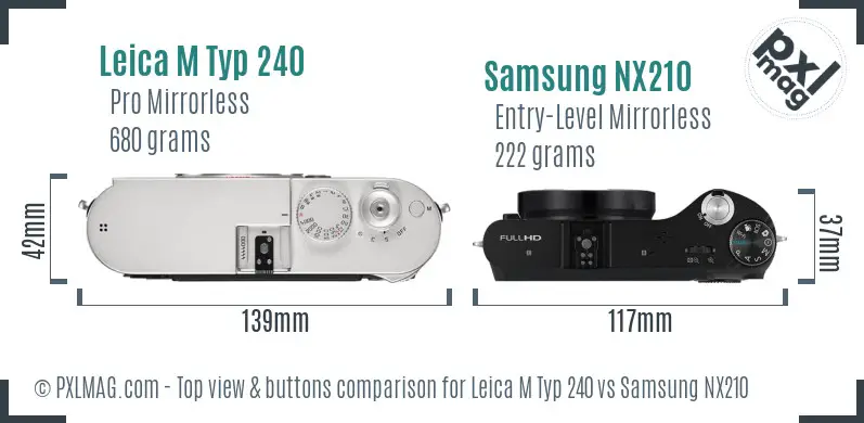 Leica M Typ 240 vs Samsung NX210 top view buttons comparison