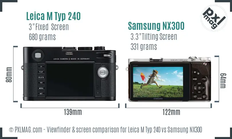 Leica M Typ 240 vs Samsung NX300 Screen and Viewfinder comparison Leica M Typ 240 vs Samsung NX300 Screen and Viewfinder comparison