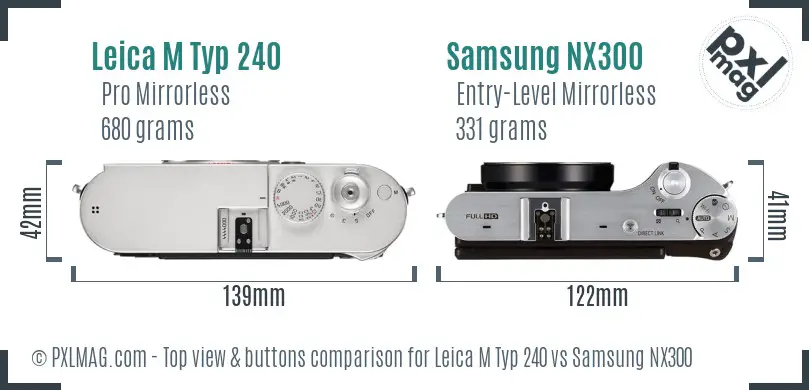 Leica M Typ 240 vs Samsung NX300 top view buttons comparison Leica M Typ 240 vs Samsung NX300 top view buttons comparison