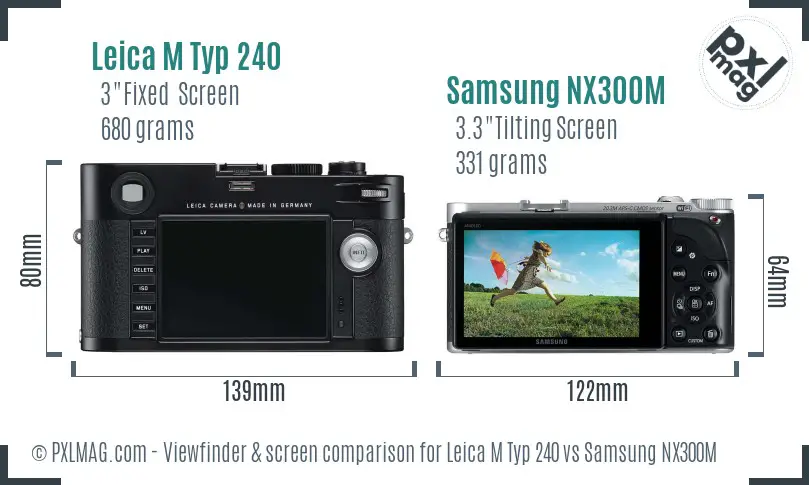 Leica M Typ 240 vs Samsung NX300M Screen and Viewfinder comparison