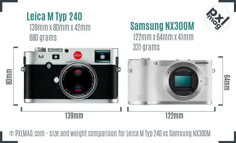 Leica M Typ 240 vs Samsung NX300M size comparison