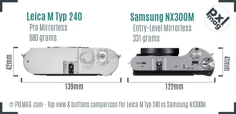 Leica M Typ 240 vs Samsung NX300M top view buttons comparison