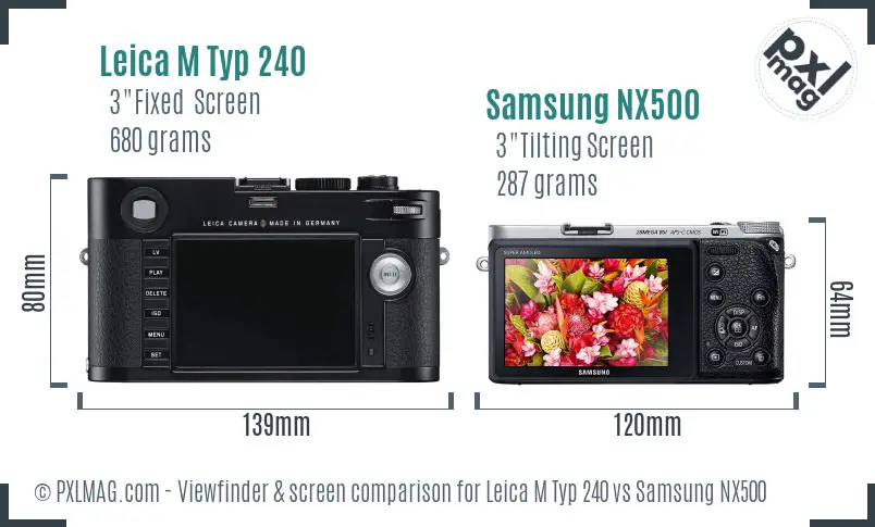 Leica M Typ 240 vs Samsung NX500 Screen and Viewfinder comparison