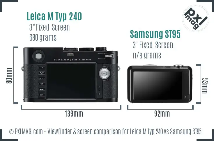 Leica M Typ 240 vs Samsung ST95 Screen and Viewfinder comparison