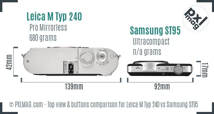 Leica M Typ 240 vs Samsung ST95 top view buttons comparison