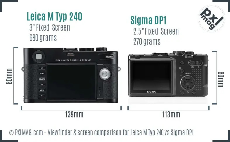 Leica M Typ 240 vs Sigma DP1 Screen and Viewfinder comparison Leica M Typ 240 vs Sigma DP1 Screen and Viewfinder comparison