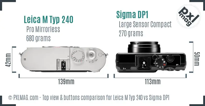 Leica M Typ 240 vs Sigma DP1 top view buttons comparison Leica M Typ 240 vs Sigma DP1 top view buttons comparison