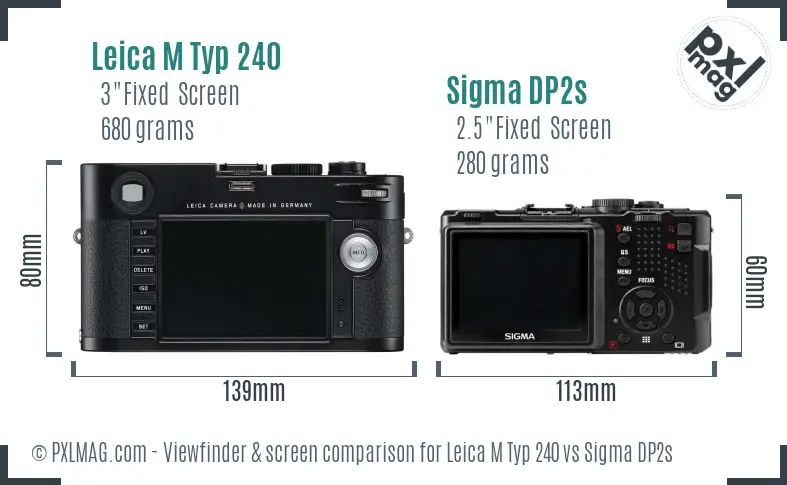 Leica M Typ 240 vs Sigma DP2s Screen and Viewfinder comparison